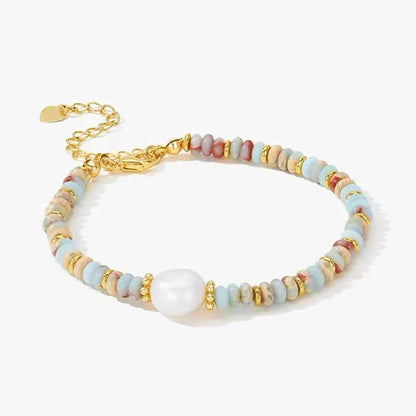 Natural Stone & Pearl Bead Bracelet