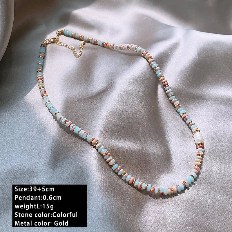 Natural Stone & Pearl Bead Bracelet